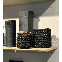 Woven Paper Basket, Set of 2, Black