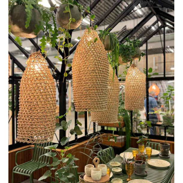 Set of woven paper lamps incl. socket &amp; cord