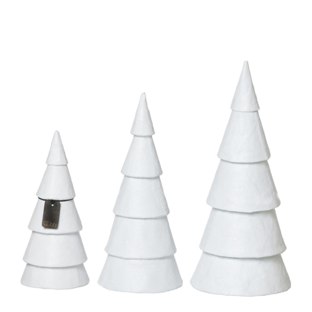 S/3 store pulp juletrer, White