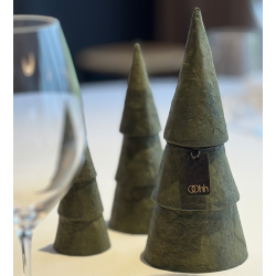 S/3 sm pulp juletrer, Burnt olive