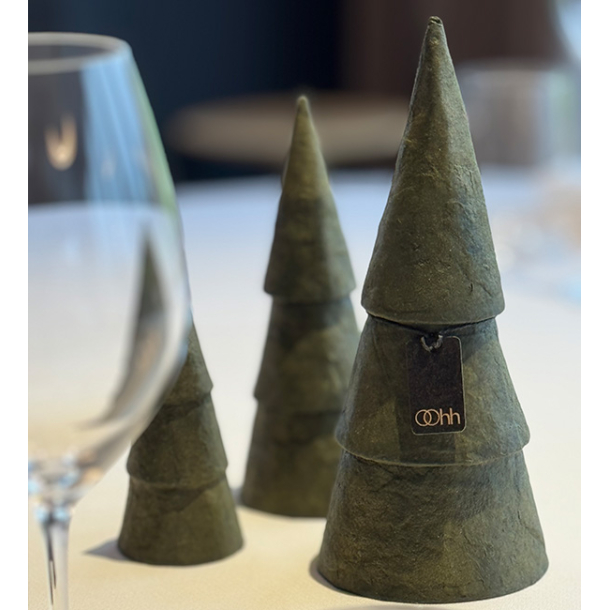 S/3 sm pulp juletrer, Burnt olive