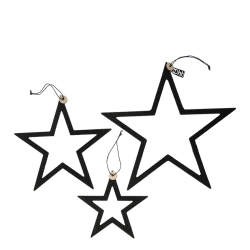 S/3 WOODz Christmas stars XL, Sort