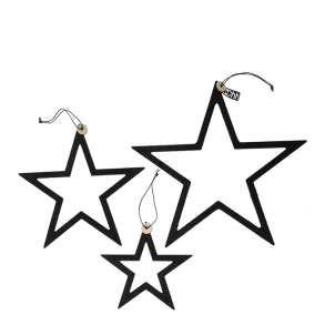 S/3 WOODz Christmas stars XL, Sort