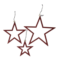 S/3 WOODz Christmas stars XL, Wine