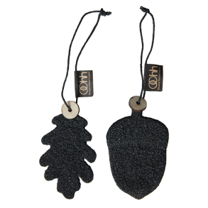 S/6 - WOODz ophng: 3 agern + 3 egetrsblade, Black