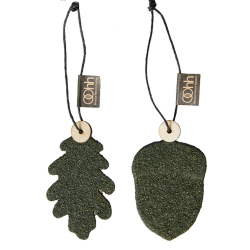 S/6 - WOODz ophng: 3 agern + 3 egetrsblade, Burnt Olive