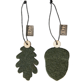 S/6 - WOODz ophng: 3 agern + 3 egetrsblade, Burnt Olive