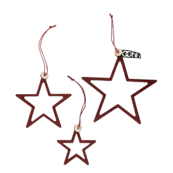 S/3 WOODz Christmas stars, Wine