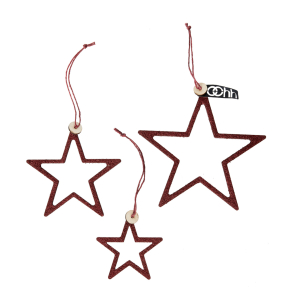 S/3 WOODz Christmas stars, Wine