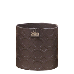 Cylinder Pot With Rounds, Dark Brown