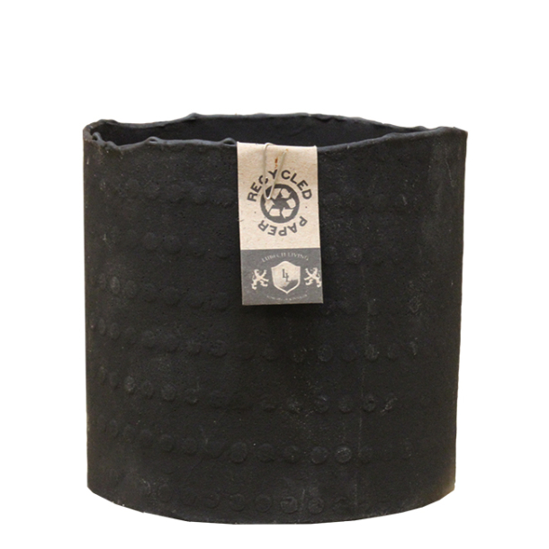 Cylinder Pot With Dots, Black