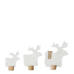 St med 3 eco-felt rensdyr p trfod, Hvid