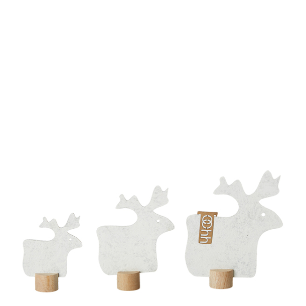 St med 3 eco-felt rensdyr p trfod, Hvid