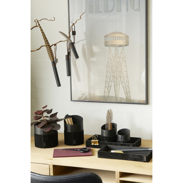 Pen Holder til kuglepen af ruskind, Black