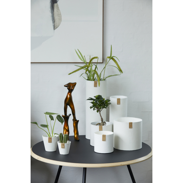 Pure Hndmalet blomsterpotte, White