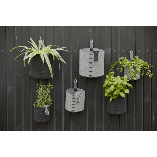Outdoor eco-felt pot w/loop + plant bag Grey