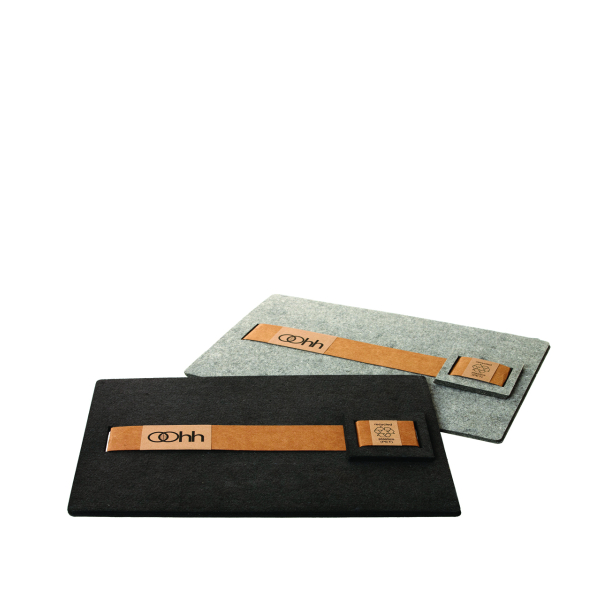 Eco-felt Placemats incl. coasters, st til 4, Grey