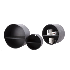 Wall set, St med 3 hylder, cementeret papir, Black