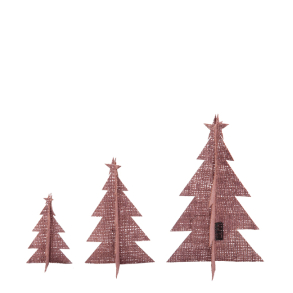 Xmas trees, hessian. Wine. S/3
