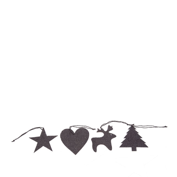 Xmas ornaments, hessian. S/8