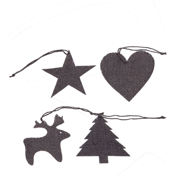 Christmas ornaments, hessian. S/8