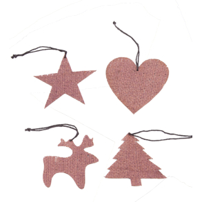 Xmas ornaments, hessian. S/8