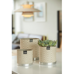 Cylinder potte, White/Light Brown