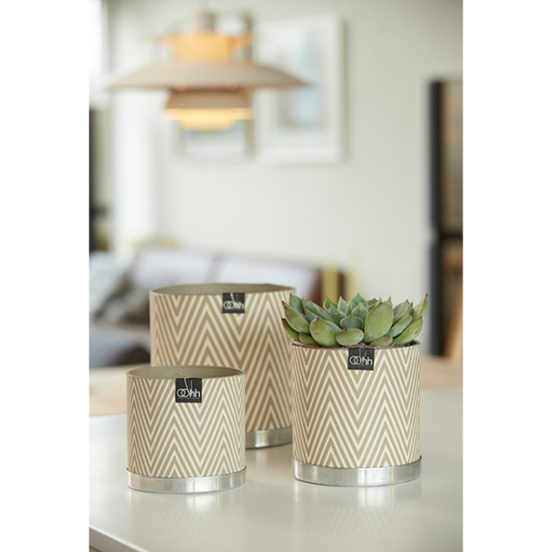 Cylinder potte, White/Light Brown