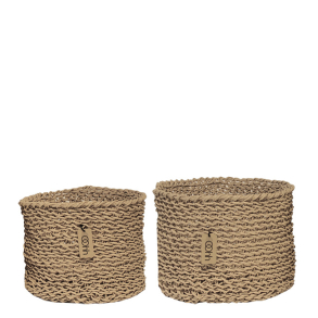 Woven Paper Baskets Set of 2, Natural