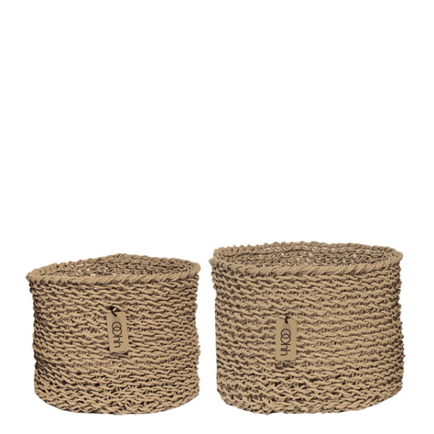 Woven Paper Baskets Set of 2, Natural