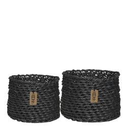 Woven Paper Baskets Set of 2, Black