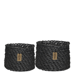 Woven Paper Baskets Set of 2, Black