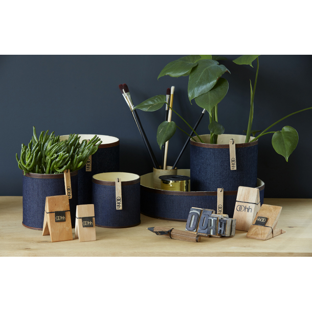 Demin potte med l&frac34;der