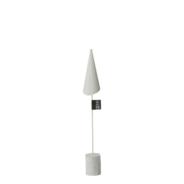 Sanded Cone on Wood Base, White