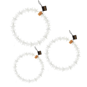 Set of 3 wires with paper stars, White