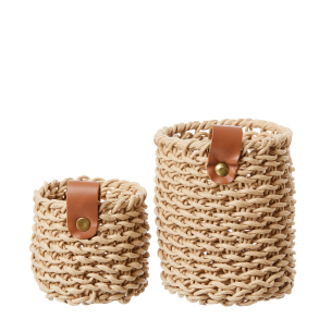 Woven Paper Basket, set of 2, Natural