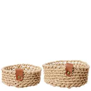 Woven Paper Trays, Set of 2, Natural