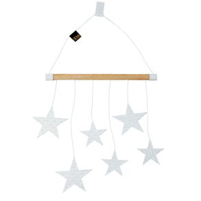 Xmas wood hanger w/stars, White