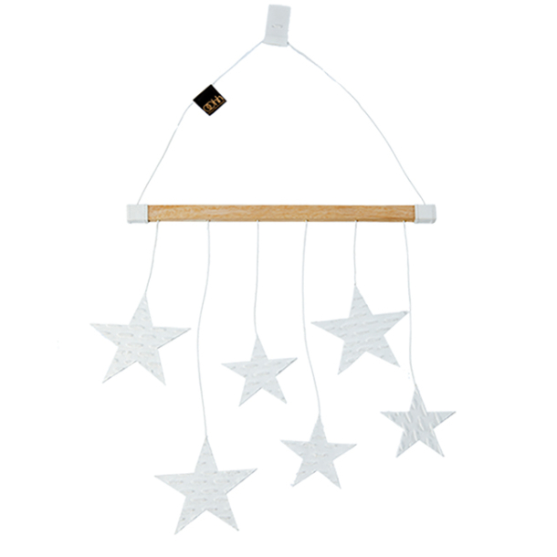 Xmas wood hanger w/stars, White
