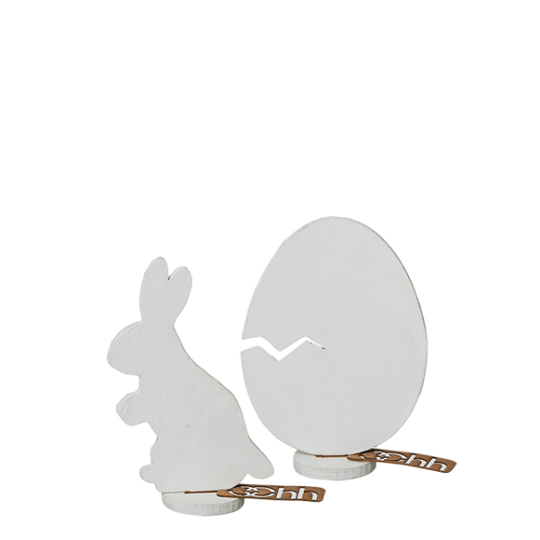 Standing Wooden Easter Ornaments, White