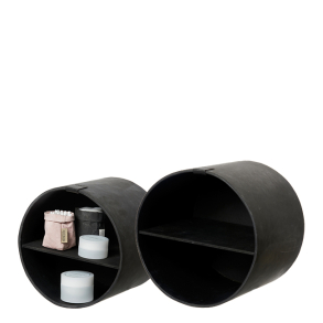 Wall set, St med 2 hylder, cementeret papir, Black