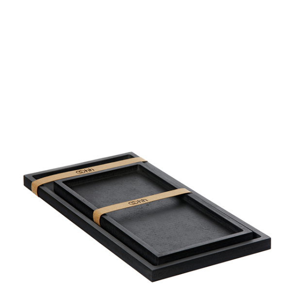 St med 2 rektangulre trbakker, Black