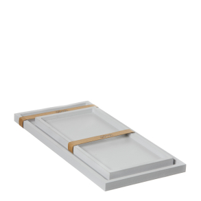 Set of 2 rectangular wooden trays, Grey 