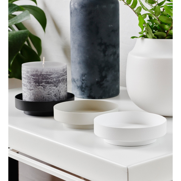 Vienna Pillar candle holder &amp; Tray. White