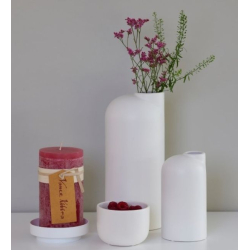 Anna keramik vase hj med sand finish, White