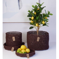 Woven Paper Baskets Set of 2, Fudge