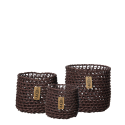 Woven Paper Baskets set of 3 , Fudge