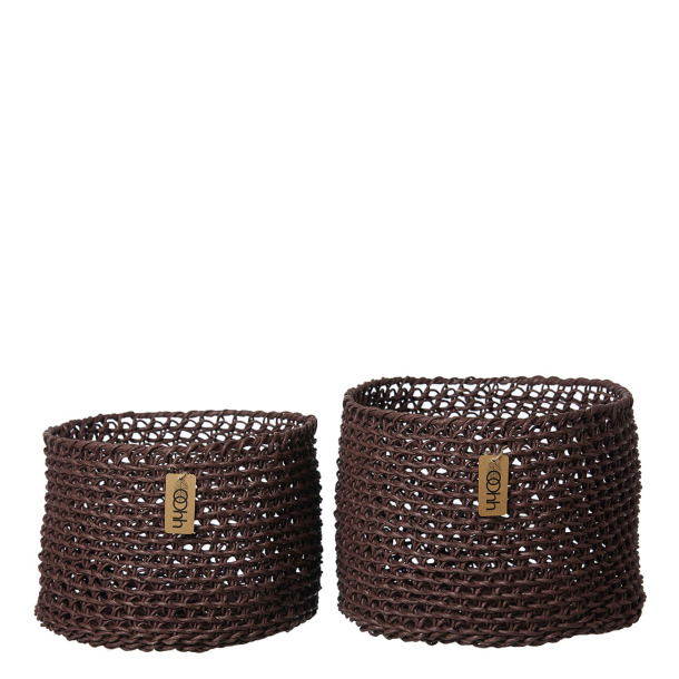 Woven Paper Baskets set of 2, Fudge