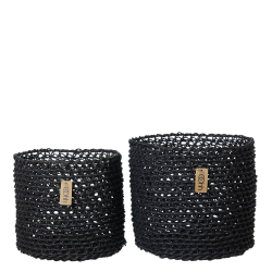 Woven Paper Baskets set of 2, Black