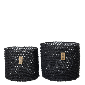 Woven Paper Baskets set of 2, Black